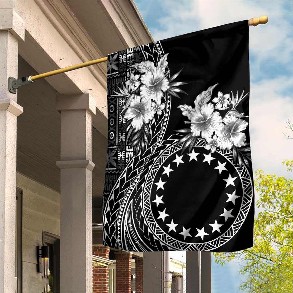 Kia Orana Cook Islands Garden Flag Tiare and Stars LT7 House Flag Black - Polynesian Pride