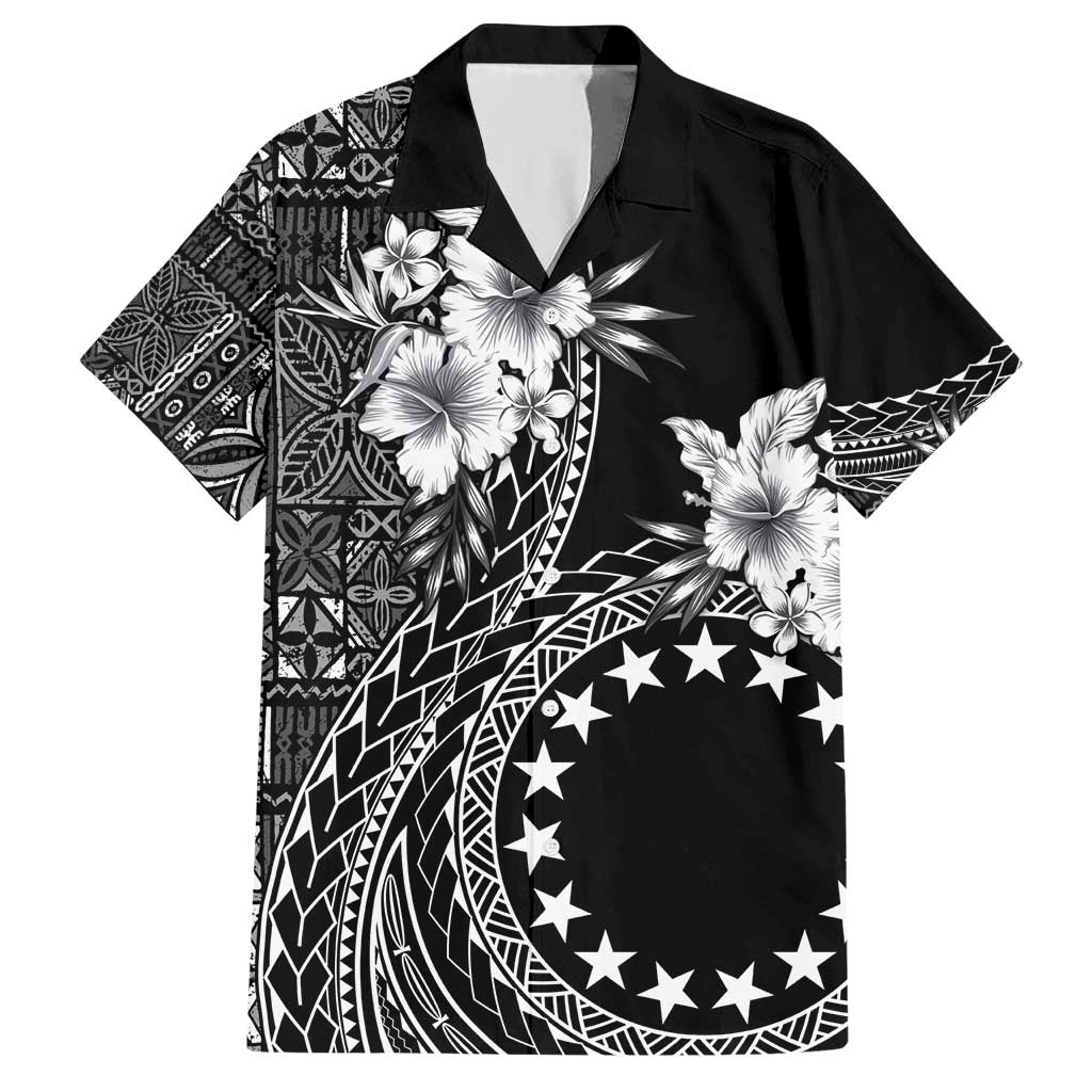 Kia Orana Cook Islands Hawaiian Shirt Tiare and Stars LT7 Black - Polynesian Pride