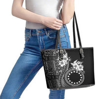 Kia Orana Cook Islands Leather Tote Bag Tiare and Stars LT7 - Polynesian Pride