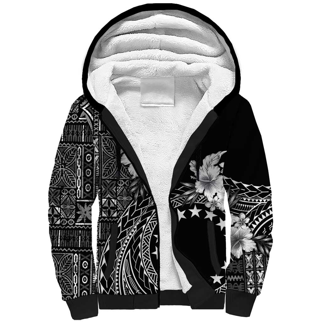 Kia Orana Cook Islands Sherpa Hoodie Tiare and Stars LT7 Unisex Black - Polynesian Pride