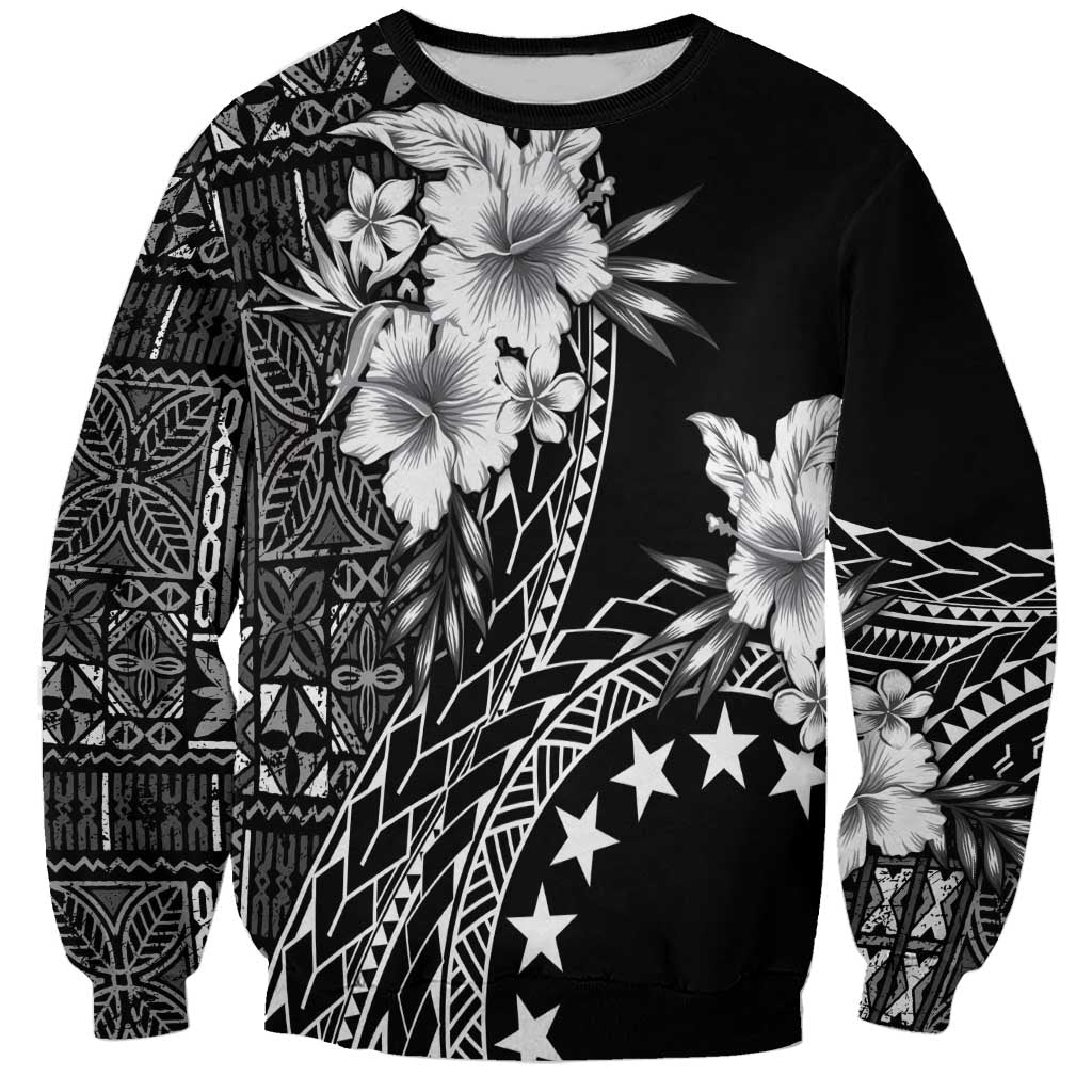Kia Orana Cook Islands Sweatshirt Tiare and Stars LT7 Unisex Black - Polynesian Pride