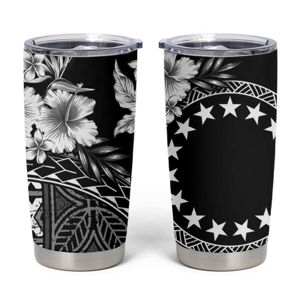 Kia Orana Cook Islands Tumbler Cup Tiare & Stars LT7 Black - Polynesian Pride
