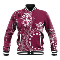Kia Orana Cook Islands Baseball Jacket Tiare and Stars - Maroon LT7 Unisex Maroon - Polynesian Pride