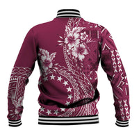 Kia Orana Cook Islands Baseball Jacket Tiare and Stars - Maroon LT7 - Polynesian Pride