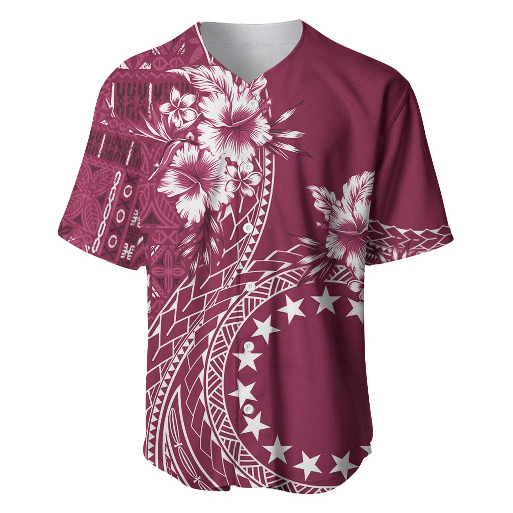 Kia Orana Cook Islands Baseball Jersey Tiare and Stars - Maroon