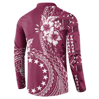 Kia Orana Cook Islands Button Sweatshirt Tiare and Stars - Maroon LT7 - Polynesian Pride