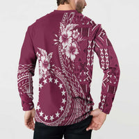 Kia Orana Cook Islands Button Sweatshirt Tiare and Stars - Maroon LT7 - Polynesian Pride