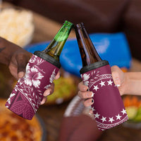 Kia Orana Cook Islands 4 in 1 Can Cooler Tumbler Tiare & Stars - Maroon