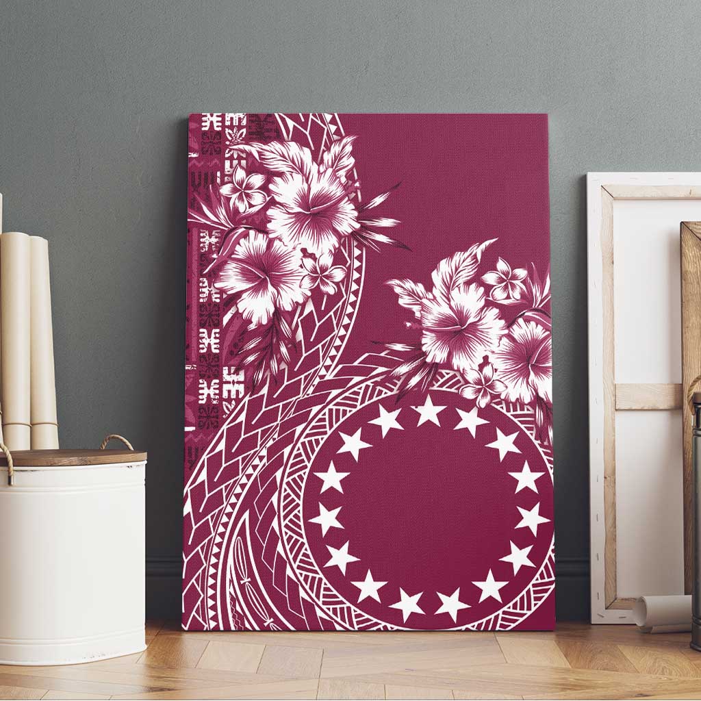 Kia Orana Cook Islands Canvas Wall Art Tiare and Stars - Maroon LT7 - Polynesian Pride
