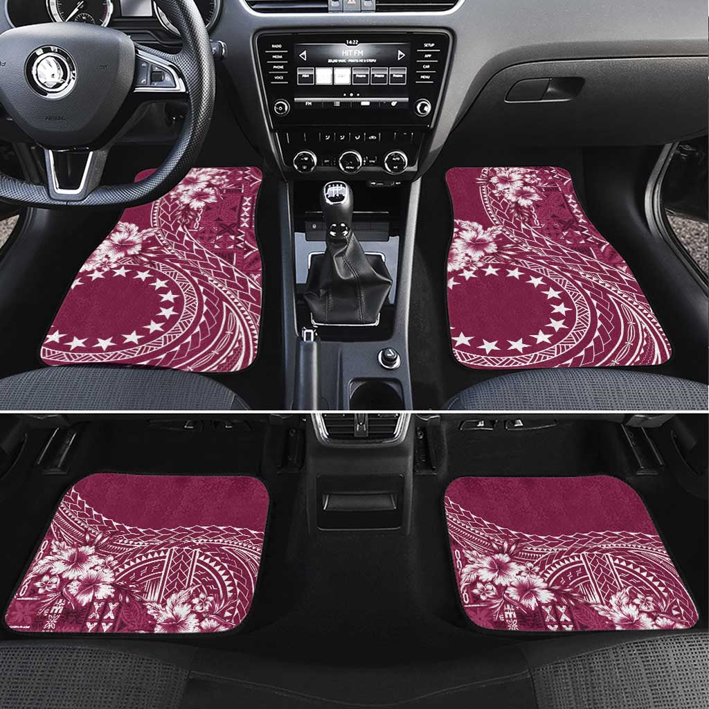 Kia Orana Cook Islands Car Mats Tiare and Stars - Maroon LT7 Set 4pcs Maroon - Polynesian Pride