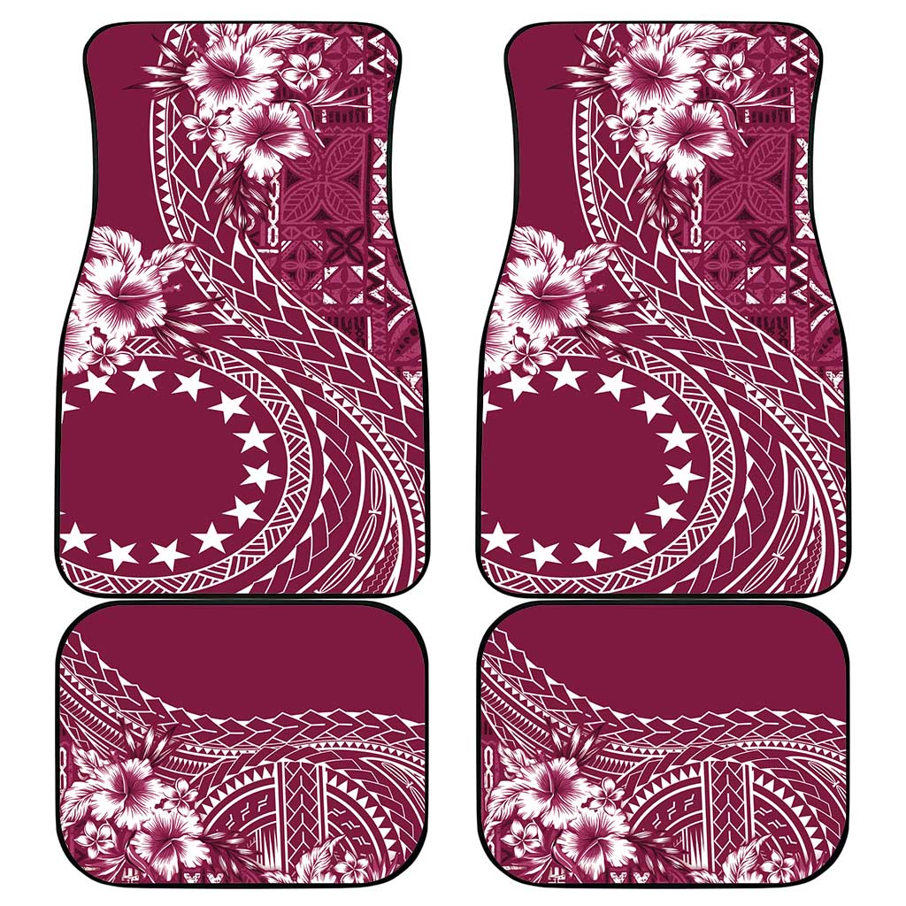 Kia Orana Cook Islands Car Mats Tiare and Stars - Maroon LT7 - Polynesian Pride