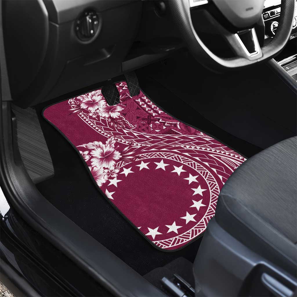 Kia Orana Cook Islands Car Mats Tiare and Stars - Maroon LT7 - Polynesian Pride