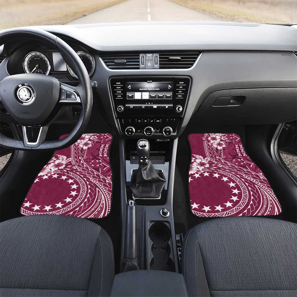 Kia Orana Cook Islands Car Mats Tiare and Stars - Maroon LT7 Set 2pcs - Front Maroon - Polynesian Pride
