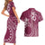 Kia Orana Cook Islands Couples Matching Short Sleeve Bodycon Dress and Hawaiian Shirt Tiare and Stars - Maroon