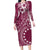 Kia Orana Cook Islands Family Matching Long Sleeve Bodycon Dress and Hawaiian Shirt Tiare and Stars - Maroon