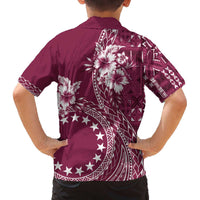 Kia Orana Cook Islands Family Matching Off Shoulder Short Dress and Hawaiian Shirt Tiare and Stars - Maroon