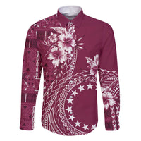 Kia Orana Cook Islands Family Matching Off Shoulder Short Dress and Hawaiian Shirt Tiare and Stars - Maroon