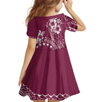 Kia Orana Cook Islands Family Matching Short Sleeve Bodycon Dress and Hawaiian Shirt Tiare and Stars - Maroon