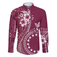 Kia Orana Cook Islands Family Matching Short Sleeve Bodycon Dress and Hawaiian Shirt Tiare and Stars - Maroon