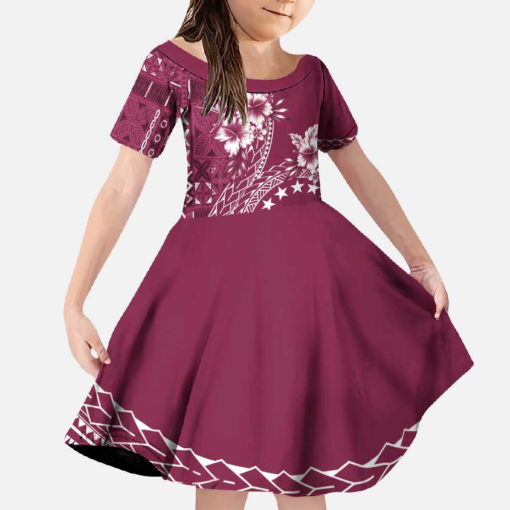 Kia Orana Cook Islands Family Matching Tank Maxi Dress and Hawaiian Shirt Tiare and Stars - Maroon