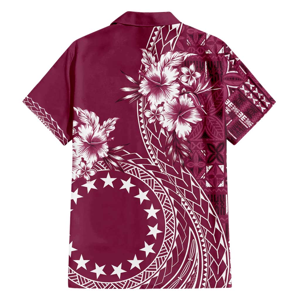 Kia Orana Cook Islands Hawaiian Shirt Tiare and Stars - Maroon LT7 - Polynesian Pride
