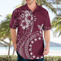 Kia Orana Cook Islands Hawaiian Shirt Tiare and Stars - Maroon LT7 - Polynesian Pride