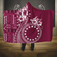 Kia Orana Cook Islands Hooded Blanket Tiare and Stars - Maroon LT7 - Polynesian Pride