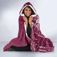 Kia Orana Cook Islands Hooded Blanket Tiare and Stars - Maroon LT7 - Polynesian Pride