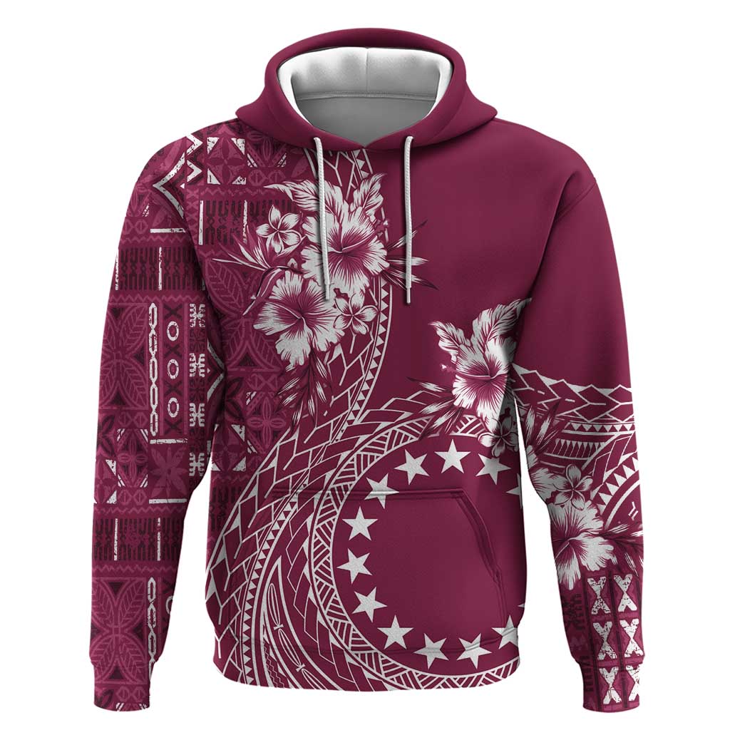 Kia Orana Cook Islands Hoodie Tiare and Stars - Maroon