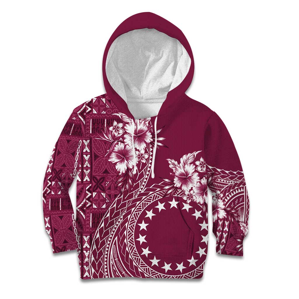 Kia Orana Cook Islands Kid Hoodie Tiare and Stars - Maroon