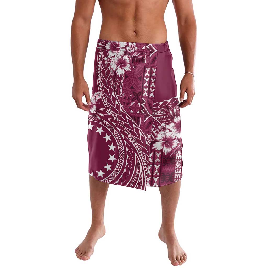 Kia Orana Cook Islands Lavalava Tiare and Stars - Maroon LT7 Maroon - Polynesian Pride