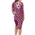 Kia Orana Cook Islands Long Sleeve Bodycon Dress Tiare and Stars - Maroon