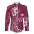 Kia Orana Cook Islands Long Sleeve Button Shirt Tiare and Stars - Maroon