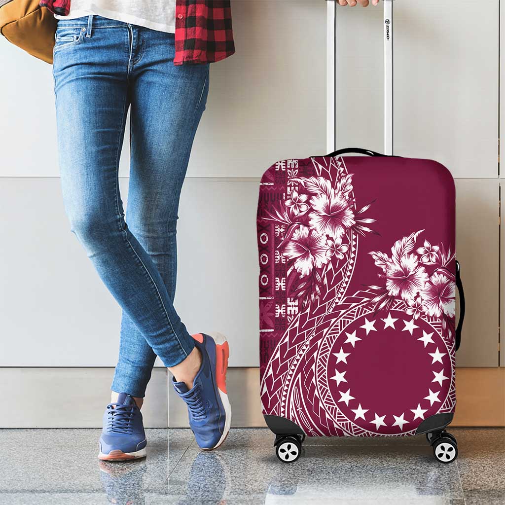 Kia Orana Cook Islands Luggage Cover Tiare and Stars - Maroon