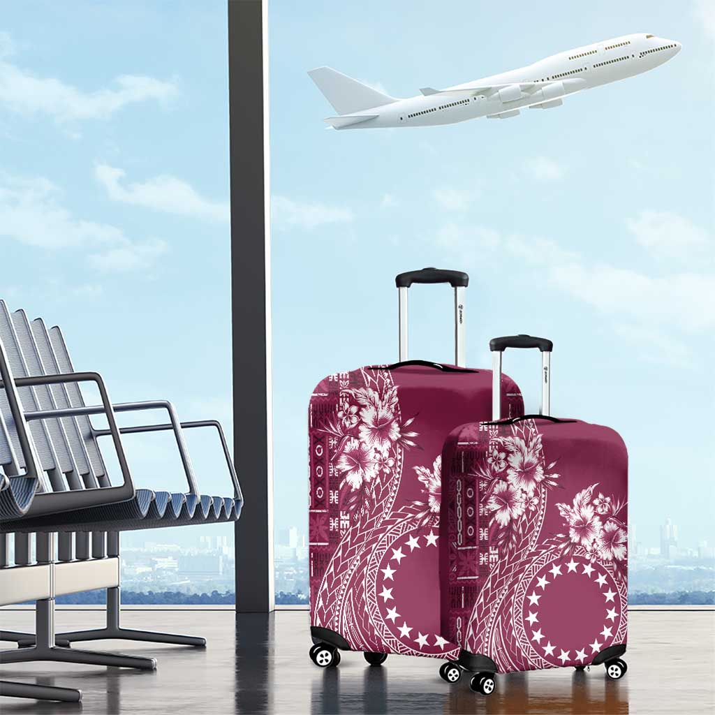 Kia Orana Cook Islands Luggage Cover Tiare and Stars - Maroon