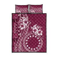 Kia Orana Cook Islands Quilt Bed Set Tiare and Stars - Maroon LT7 - Polynesian Pride