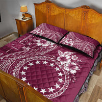 Kia Orana Cook Islands Quilt Bed Set Tiare and Stars - Maroon LT7 - Polynesian Pride