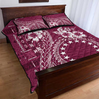 Kia Orana Cook Islands Quilt Bed Set Tiare and Stars - Maroon LT7 - Polynesian Pride