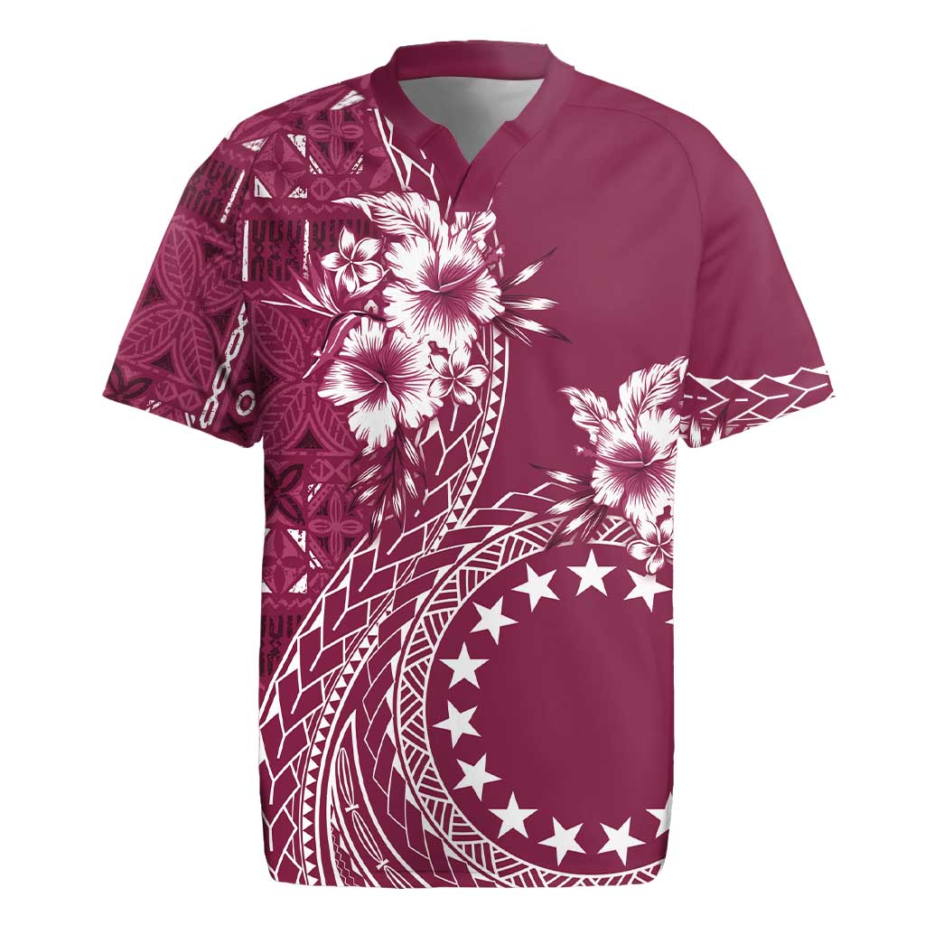 Kia Orana Cook Islands Rugby Jersey Tiare and Stars - Maroon LT7 Maroon - Polynesian Pride