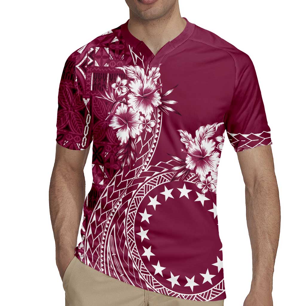 Kia Orana Cook Islands Rugby Jersey Tiare and Stars - Maroon LT7 - Polynesian Pride