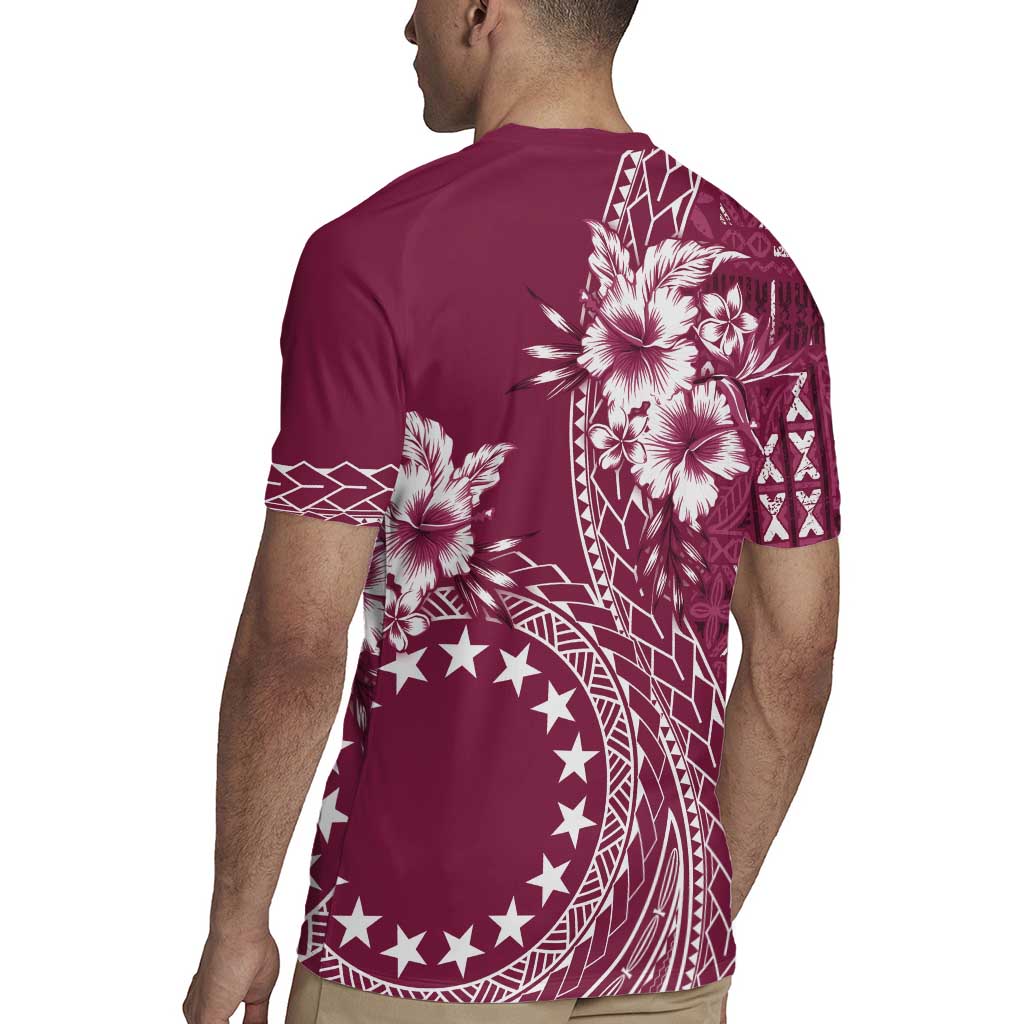 Kia Orana Cook Islands Rugby Jersey Tiare and Stars - Maroon LT7 - Polynesian Pride