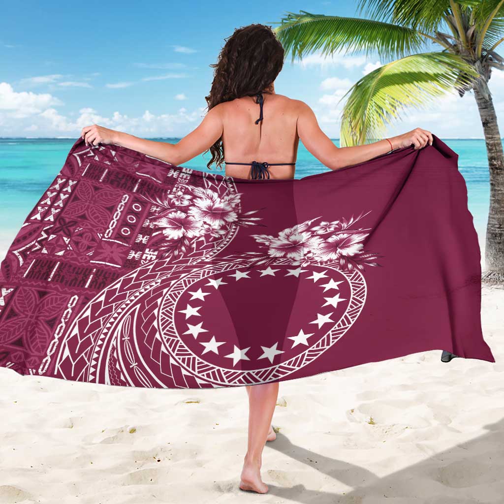Kia Orana Cook Islands Sarong Tiare and Stars - Maroon