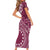 Kia Orana Cook Islands Short Sleeve Bodycon Dress Tiare and Stars - Maroon