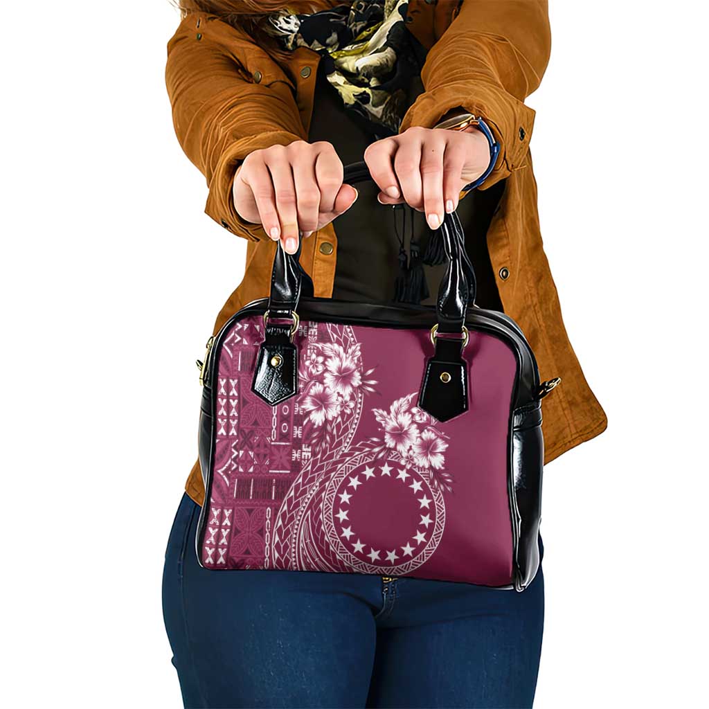 Kia Orana Cook Islands Shoulder Handbag Tiare and Stars - Maroon