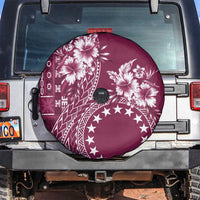 Kia Orana Cook Islands Spare Tire Cover Tiare and Stars - Maroon LT7 Maroon - Polynesian Pride