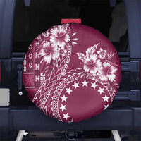 Kia Orana Cook Islands Spare Tire Cover Tiare and Stars - Maroon LT7 - Polynesian Pride