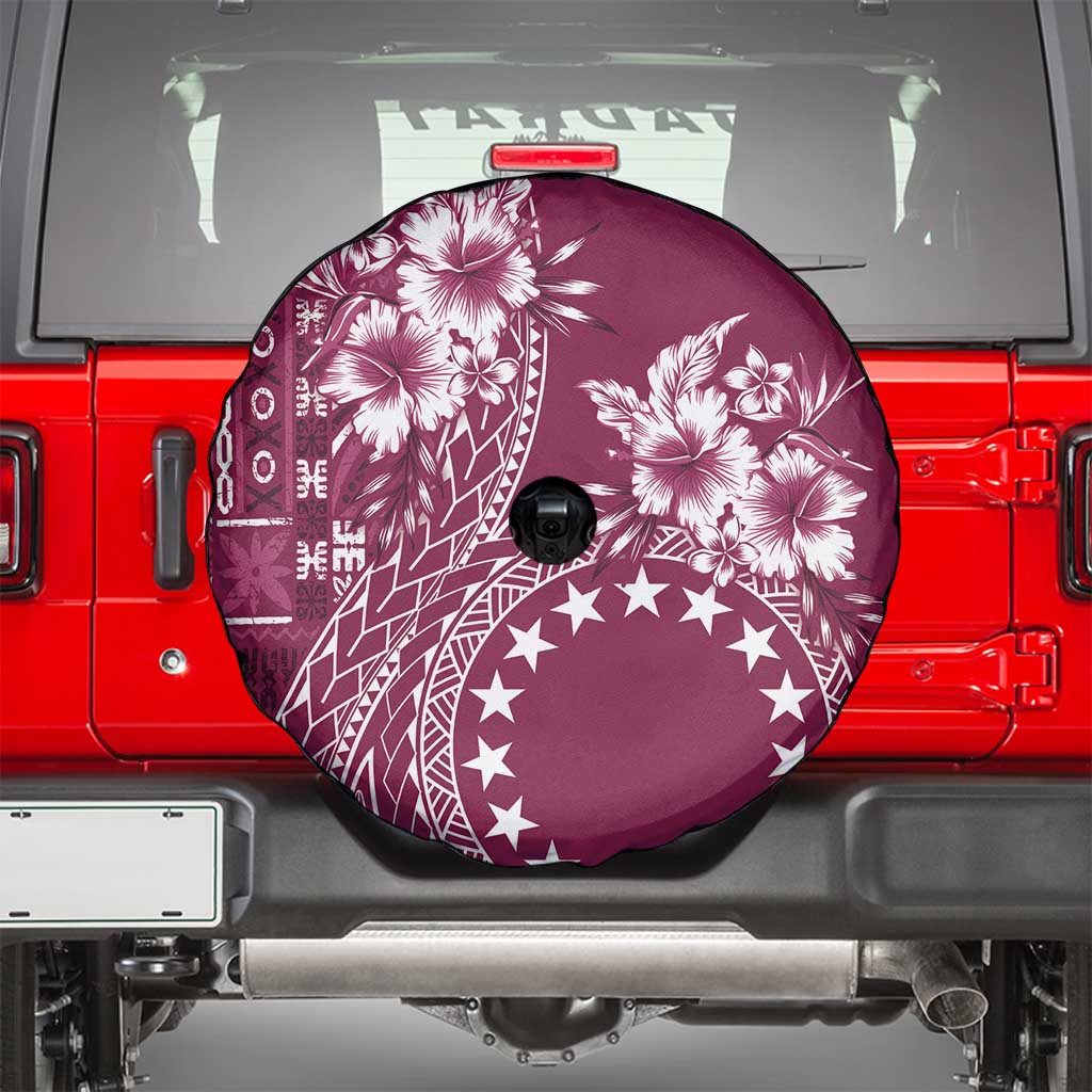 Kia Orana Cook Islands Spare Tire Cover Tiare and Stars - Maroon LT7 - Polynesian Pride