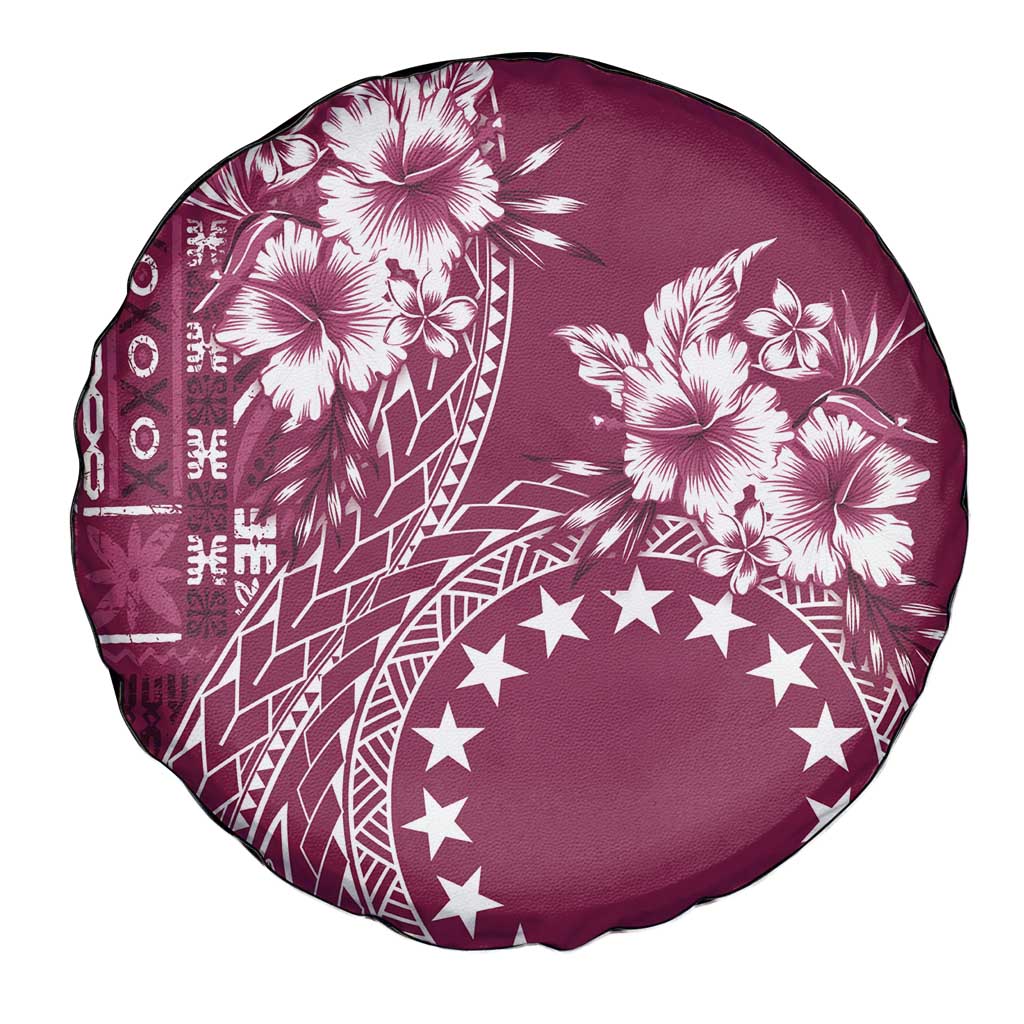 Kia Orana Cook Islands Spare Tire Cover Tiare and Stars - Maroon LT7 - Polynesian Pride