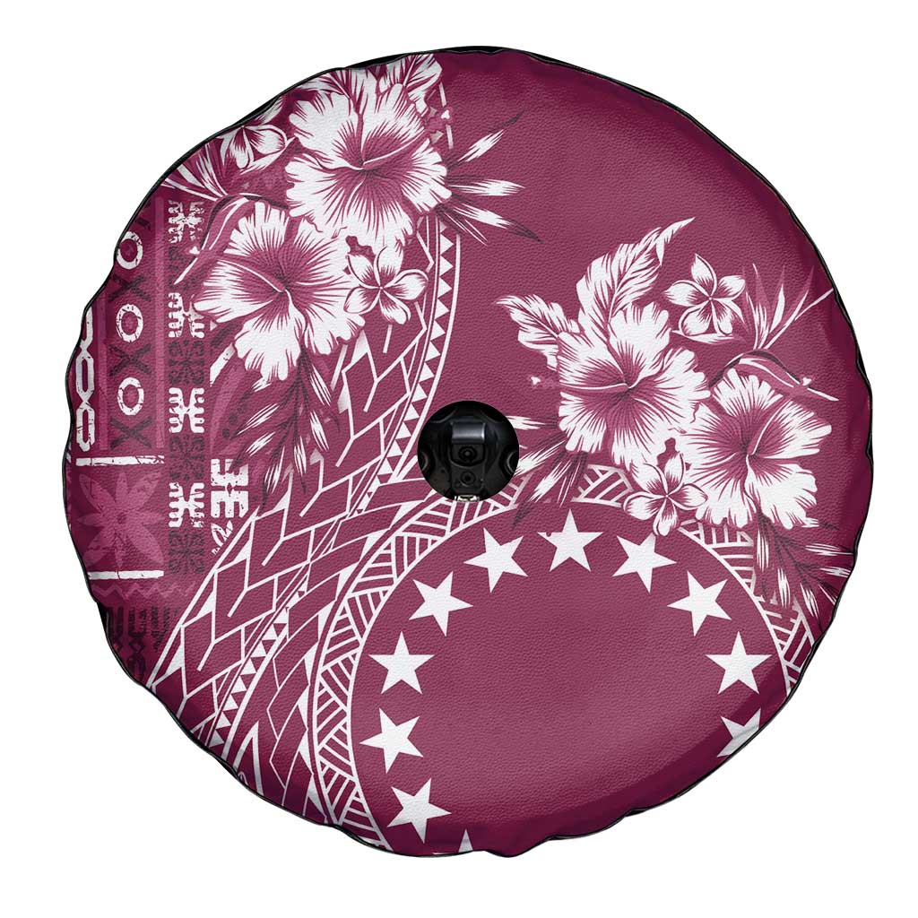 Kia Orana Cook Islands Spare Tire Cover Tiare and Stars - Maroon LT7 - Polynesian Pride