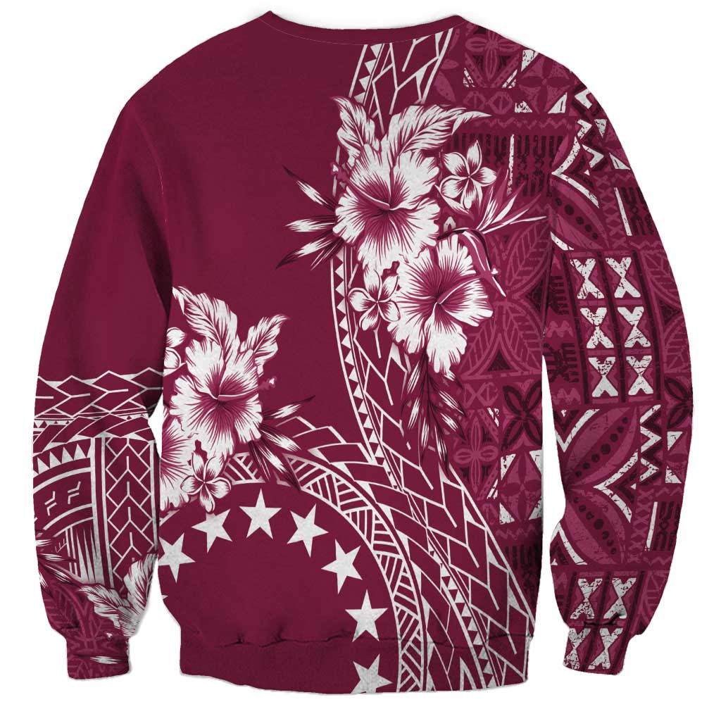 Kia Orana Cook Islands Sweatshirt Tiare and Stars - Maroon LT7 - Polynesian Pride